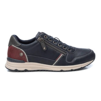 Zapatilla Refresh para hombre en color navy, con cierre de cremallera lateral y cordones para mejor ajuste. Diseño vegano certificado por PETA, con suela antideslizante y plantilla extraíble.