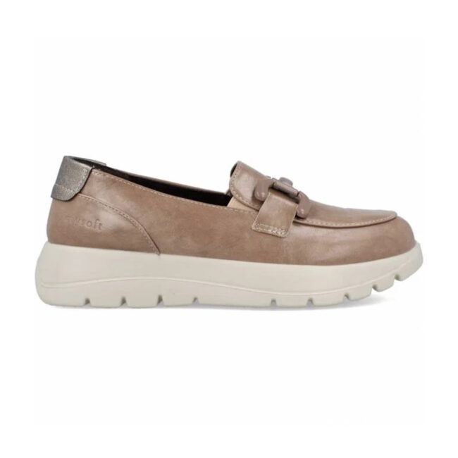 Mocasín Mysoft ultraligero para mujer, confeccionado en material sintético y equipado con una plantilla SoftGel de amortiguación anti-shock. Flexible, transpirable y perfecto para el día a día.