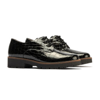 blucher coco mujer pitillos 10081 negro oxford sport 02 - BLUCHER COCO MUJER PITILLOS 10081 NEGRO | ESTILO OXFORD SPORT CON TACÓN BAJO