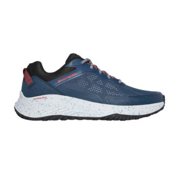 Zapatillas Skechers Bounder RSE para hombre, disponibles en azul marino y negro. Con parte superior de malla técnica y capas superpuestas moldeadas, media suela moteada y plantilla Skechers Air-Cooled Memory Foam® para máxima comodidad.