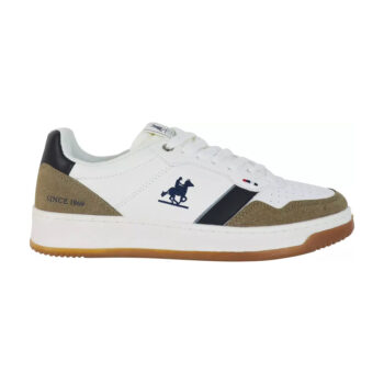 Zapatillas U.S. Polo Assn. modelo Ginnica Mix para hombre en color blanco, combinan elegancia y funcionalidad. Confeccionadas con detalles en cuero vegano y gamuza, ofrecen un diseño deportivo ideal para cualquier ocasión.