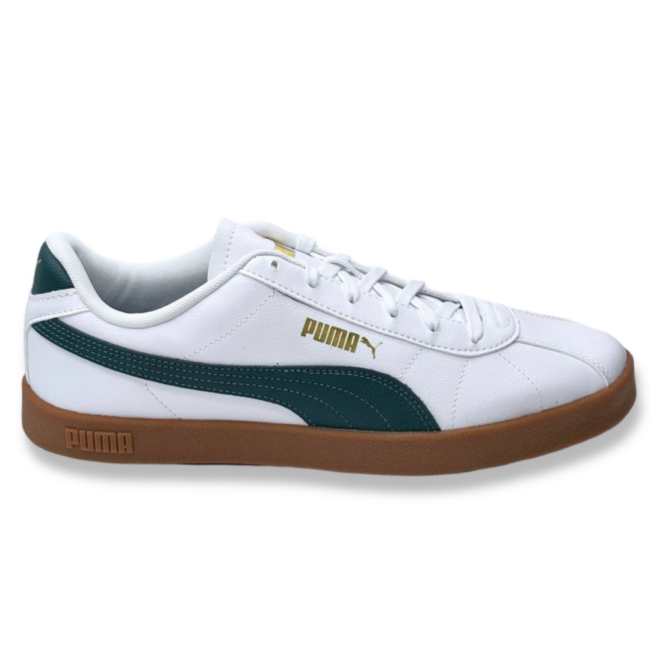 Zapatillas hombre Puma Club II SL - sneakers de piel sintética en color blanco con detalles en verde, suela de goma y diseño retro.