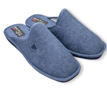 Zapatillas de casa Berevere V7403 Tejano - chinelas cerradas para hombre con tejido de rizo y suela flexible