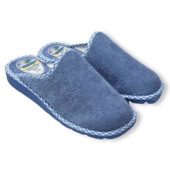 Zapatillas de casa Berevere V5436PA Aguamar - chinelas cerradas para mujer con ribete de cuadros y suela acolchada